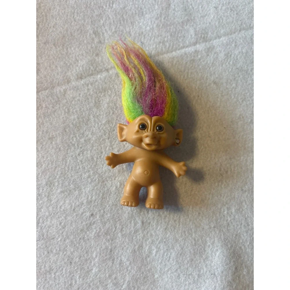 Vintage Bright of America Troll Doll Multi Color‎ Neon Hair 3 Inch Toy Figure